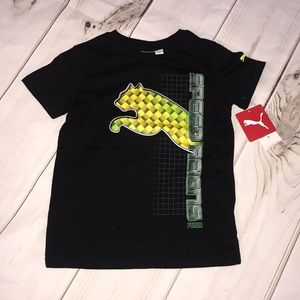 PUMA BLACK ATHLETIC GRAPHIC TEE SZ 6